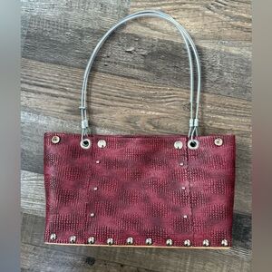 NWOT Hardwear by Renee Red Snakeskin studded shoulder bag purse